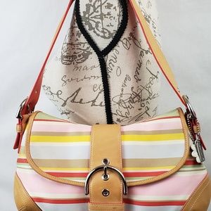 Coach Hampton #L04Q-1819 Strip Shoulder Bag Medium